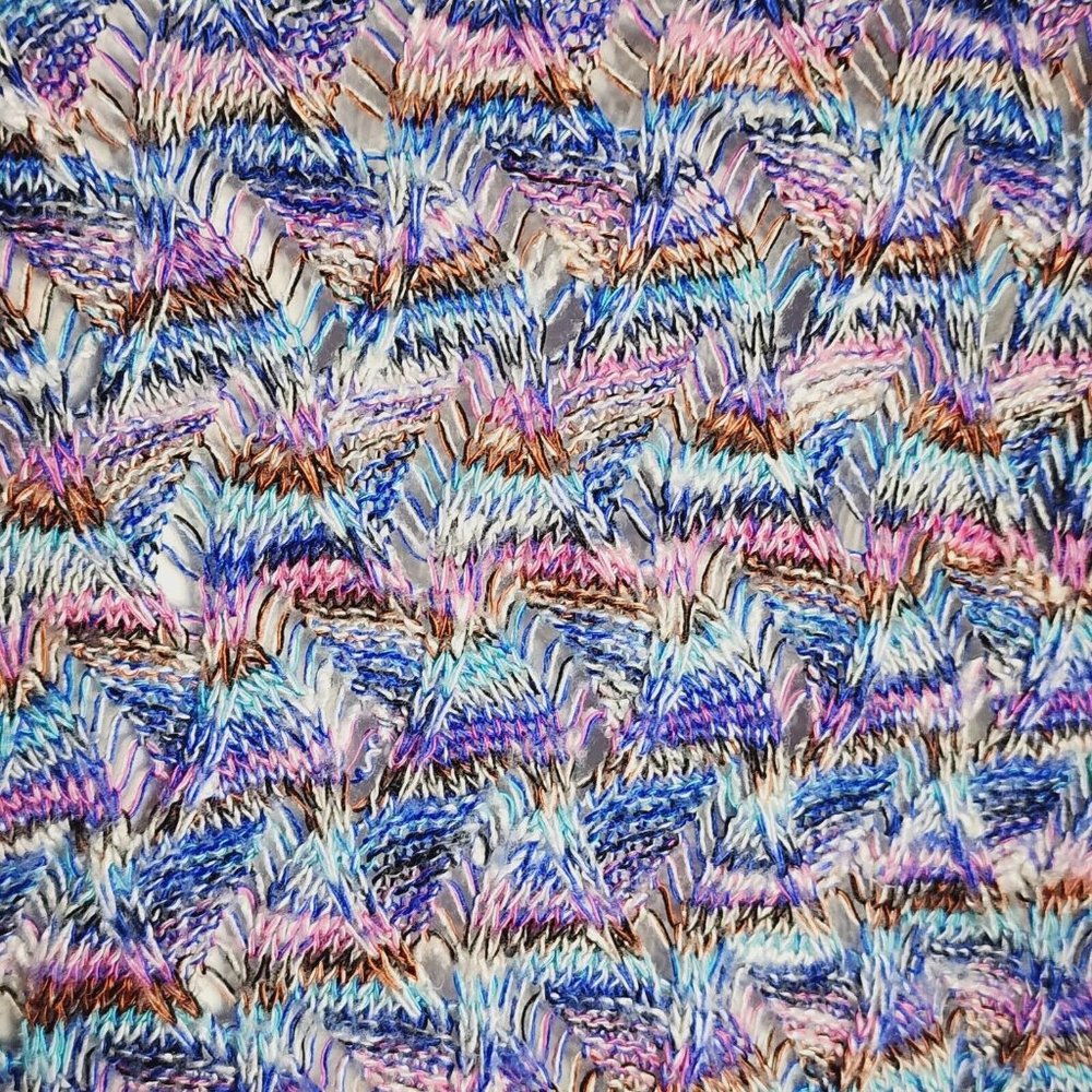 DRESSBARN Blue‎ Rainbow Open Knit Short Sleeve Dolman Top Womens Plus Size 1X - Picture 6 of 8